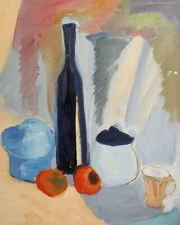 Vintage impressionist oil painting still life