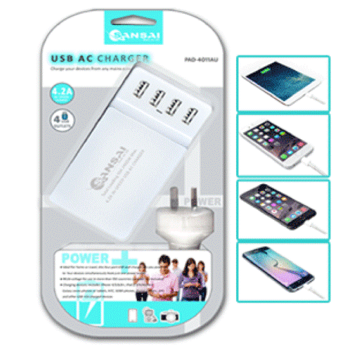 Sansai 4.2A 4-Ports USB Charging Station PAD-4011AU - Picture 3 of 4