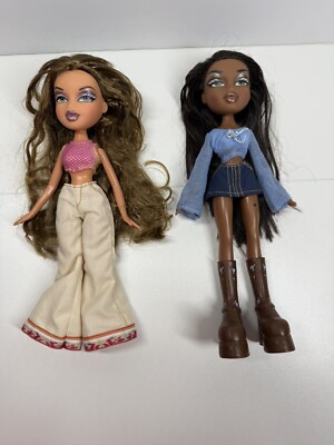 2001 Bratz Yasmin & Sasha Dolls Pink Blue Top Brown Boots