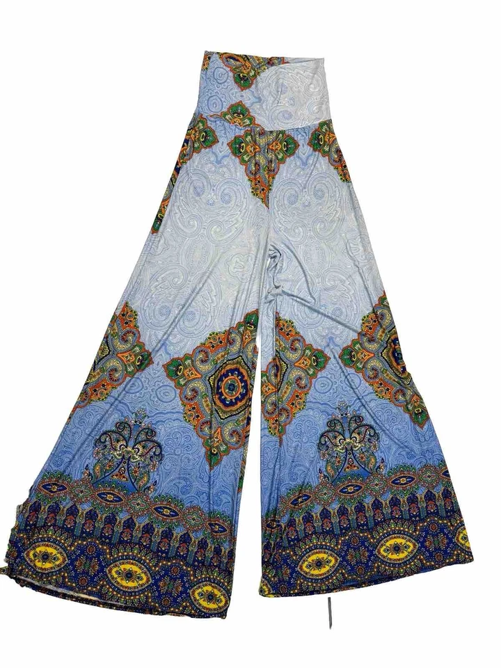 Pantalones True Light Mujer Pierna Acampanada Pequeños Fluidos Azul Palazzo Estampado Vivo Foto 2 de 4