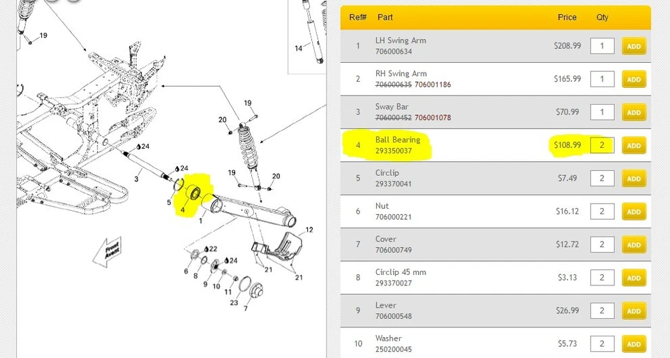 *Par* Rodamientos de brazo de arrastre aptos para Can-Am Outlander/Renegade reemplaza 293350037 Foto 2 de 4