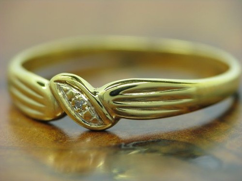 Anello In Oro Giallo 8Kt 333 Con Decorazione In Diamante / RG 59 / 1,5G - Foto 2 di 6