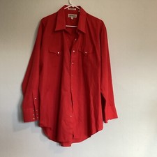 Vintage Sheplers Pearl Snap Western Fit Shirt Mens 18-35 Tall Red Long Sleeve