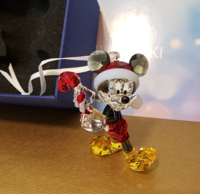 Swarovski Mickey Mouse Christmas Ornament with Candy Cane
