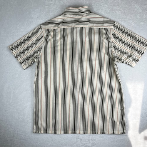 Vintage Billabong Men's Shirt Size M Stripe Short Sleeve Cream Brown Y2K Surf - Picture 13 of 14