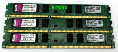 Kingston kvr1333d3n9k3/12g 'valueram' kit memoire, capacite 12gb (3x4 go) dimm 240 broches, ddr3, bus 1333mhz, latence cl9 - (740617148381)