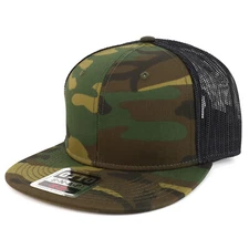 Camouflage Cotton Twill Flatbill Mesh Trucker Snapback Hat - FREE SHIPPING