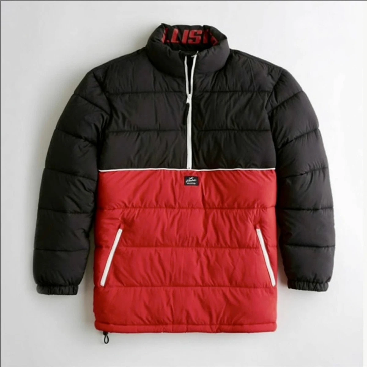Red puffer jacket hollister sale