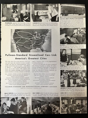 Original Zug-ANZEIGE: Pullman-Standard Stromlinienwagen verbinden Amerikas größte...