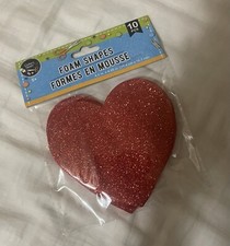 Crafter  s Square Red Glitter Foam Hearts 10 Pieces 