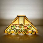 🍀 VTG TIFFANY Art & Craft Style Stained Slag Glass Wall Sconces Lamp Shade 14”