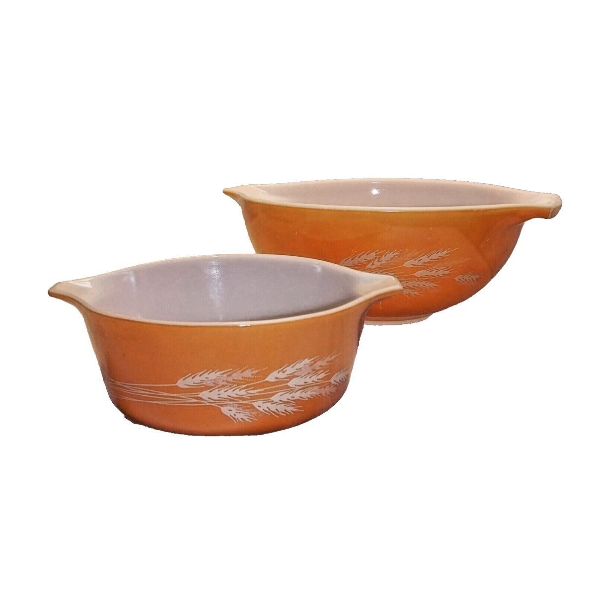 Vintage Pyrex Orange Wheat Cinderella Mixing Bowls Set of