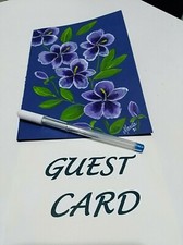 GUEST CARD 15 cm x 21cm Hand Painted, inc white gel pen.Baby,Wedding,Birthday, 