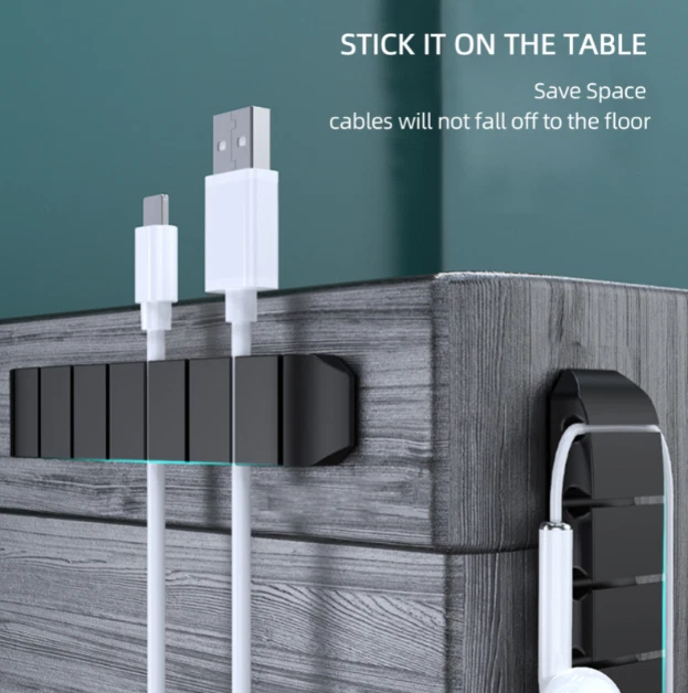 2x Kabelhalter Organizer PC Ladekabel Halter Schreibtisch Auto Kabel Management - Bild 2 von 4