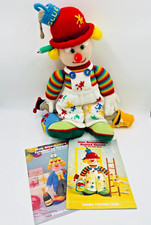 Vintage Hand Knitted 56cm Clown with 2 x Jean Greenhowe's Knitted Clown Booklets