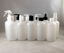 Lot 6 Clear HDPE 8oz Plastic Dispensing Squeeze Bottle w Natural Disc Top Cap