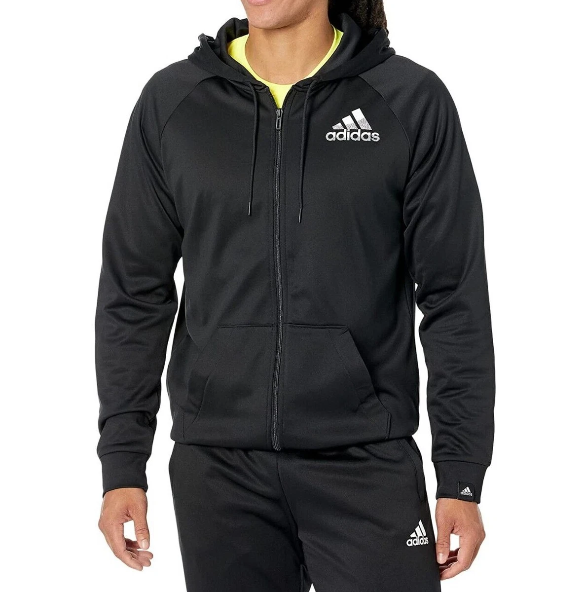 adidas Men's Black/White Game & Go BOS Full Zip Hoodie