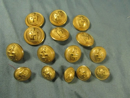 15 ANTIQUE 16-25mm TRANSMISSION Military BUTTONS