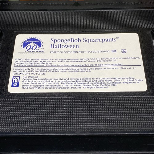 Spongebob Squarepants - Halloween VHS Tape 2002 Nickelodeon Cartoon Show Rare - Picture 8 of 8