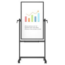 Double-Sided Magnetic Mobile Whiteboard, 48 x 24 Inches, Black Aluminium Fram...