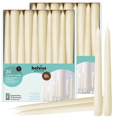 BOLSIUS 60 Count Household Ivory Taper Candles - 10 Inches - Premium European...