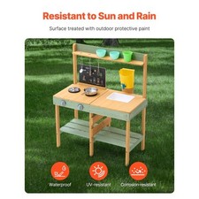 Mud Kitchen for Kids, Wooden Toy Play Kitchen Set, Outdoor Toddler Grocery