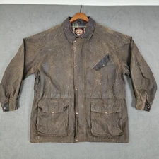 The Australian Outback Collection Jacket Mens XL Brown Waxed Oilskin Duster Coat