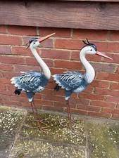 A Pair Of Outdoor Metal Heron Ornaments
