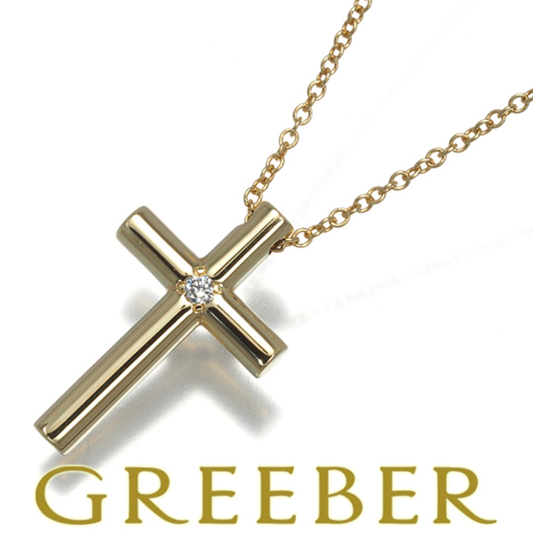 Tiffany & Co K18YG Diamond Cross Pendant Necklace