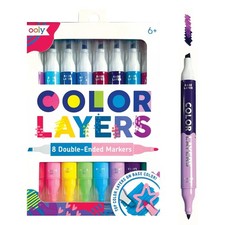 Ooly Farbschicht-Marker, doppelseitig, Set mit 8 farbigen Markern, 16 Farben, Ke