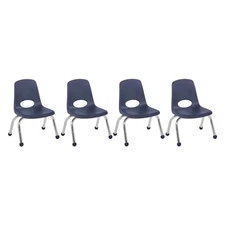 FDP 10" School Stack Chair, Stacking Student Seat with Chromed Steel Legs and...