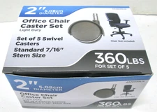5 SHEPHERD 2" TWIN WHEEL SWIVEL OFFICE CHAIR CASTER WHEELS 7/16"  STEM
