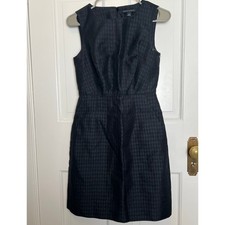 Banana Republic Black Houndstooth Sleeveless Mini Sheath Dress Silk Women's 0
