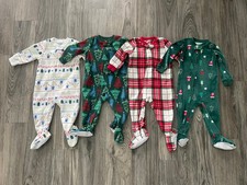 Baby Boy Carter's Fleece Sleepers Bedtime Christmas Size 12mo Lot of 4