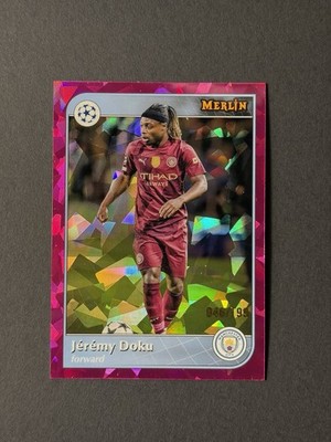 Topps 2024-25 Merlin Jérémy Doku Man City #157 Pink Atomic Refractor /199
