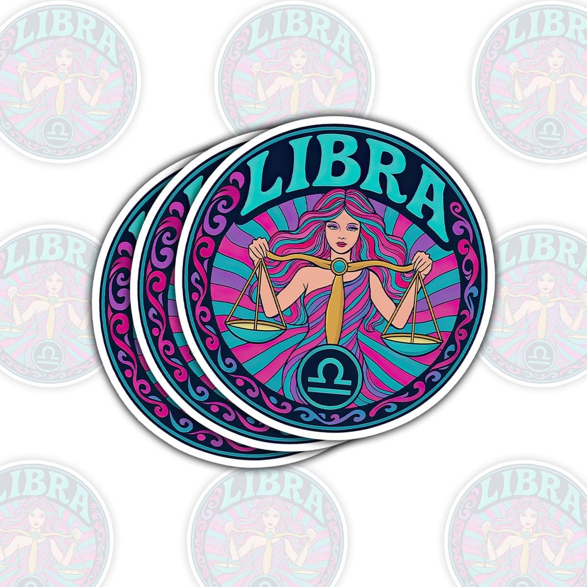 \u2013 Retro Psychedelic Astrology Decal For Laptops