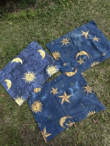 Celestial Sun and Moon Set Of 3 Pillow Cases 1990s Vintage Sun Moon Stars
