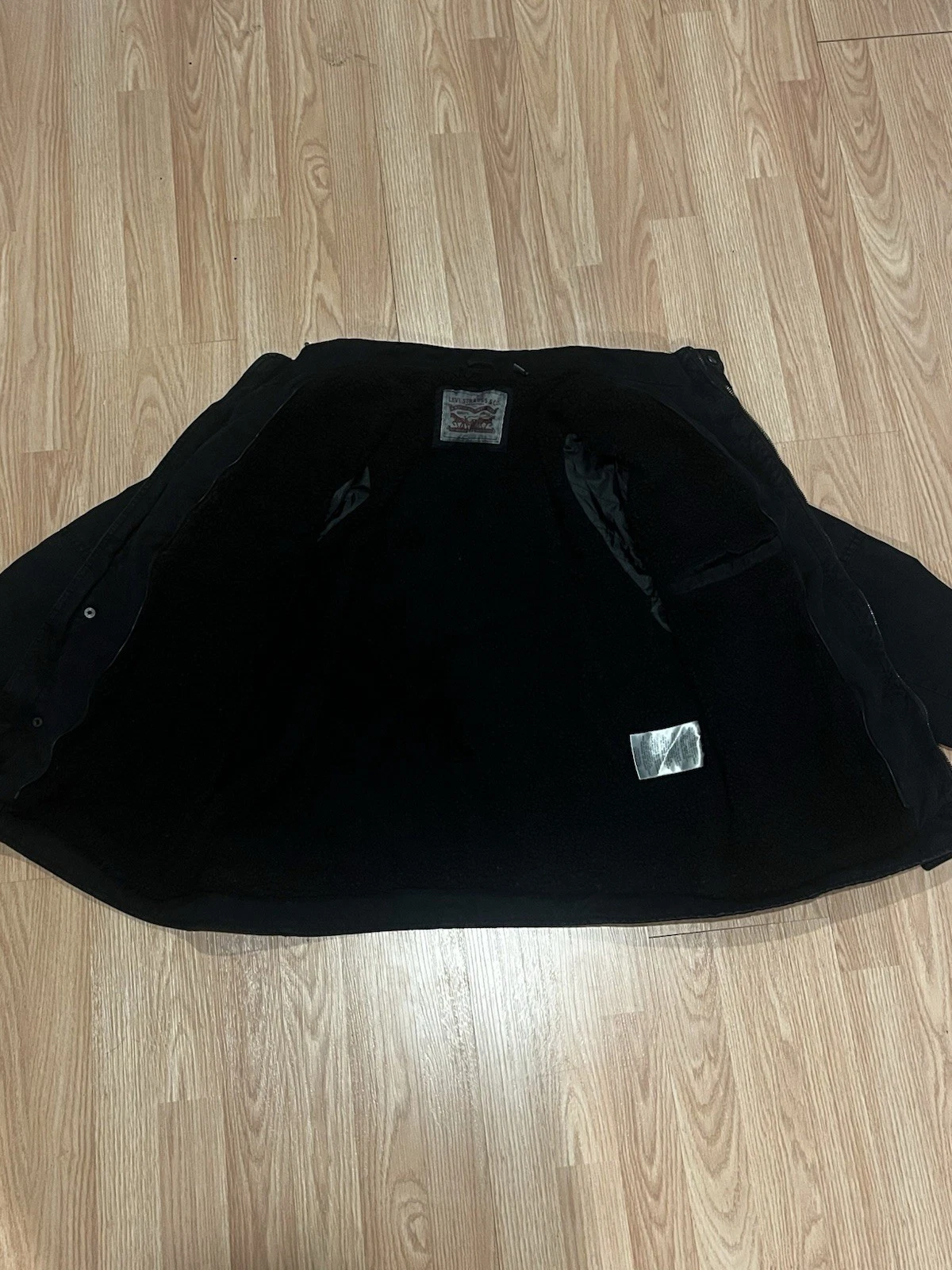 Levi Strauss & Co. Mens Hooded Full Zip Jacket Black Gray Canvas Size L - product detail image 5