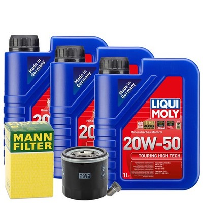 Motoröl 20W50 LIQUI MOLY Hightech 3L+MANN Ölfilter+Ölablassschraube