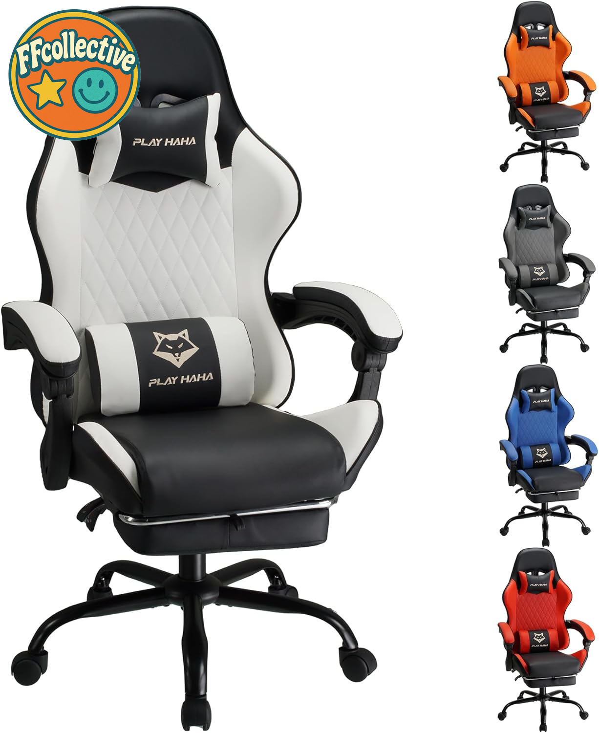 Ergonomic Reclining Gaming Chair with Footrest, Headrest & Lumbar Support