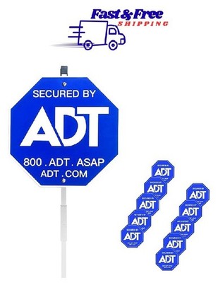 28'' ADT Security Signs for Yard with Stake & 10 Pcs ADT Window Stickers, 100% Al