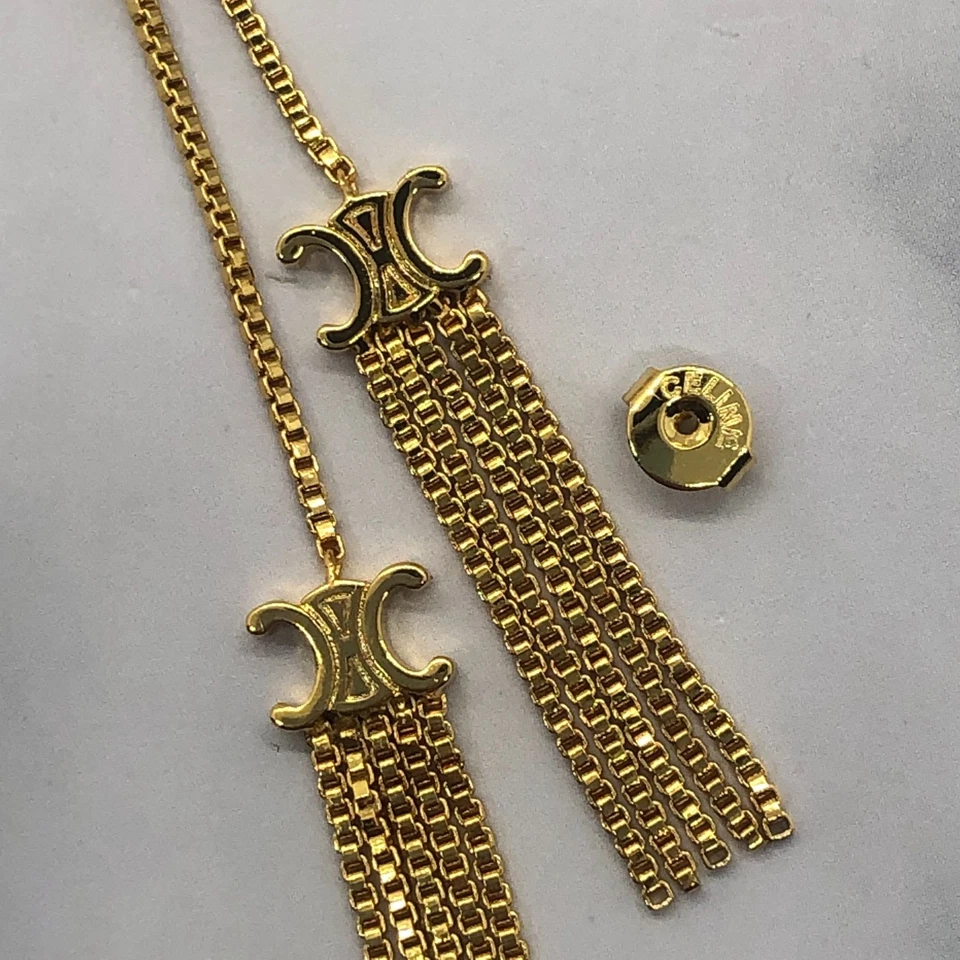 Auténticos pendientes con borla con monograma CELINE - usados / LB4995 Foto 2 de 4