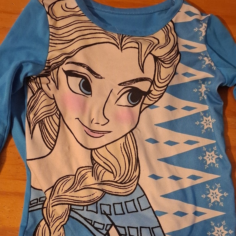 Disney Frozen Elsa Girls XS Blue 2pc Fleece Pajama Set