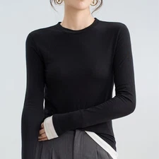 THE ROW Women's Wool Temperament Contrasting Bottoming Shirt Top