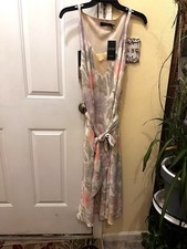 Lauren Ralph Lauren Floral Tie Sleeveless Scoop Neck Long A-Line Dress White 6