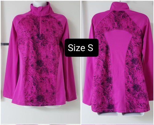 CHAMPION Duo Dry Athletic Sweatshirt 1/4 Zip Brite Pink Womens S Longsleeves - Picture 1 of 15