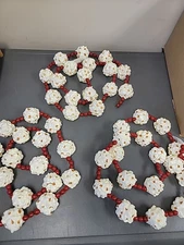 3 Blow Mold Popcorn Cranberry Christmas Tree Garland 68" Each of 2" Popcorn NEW