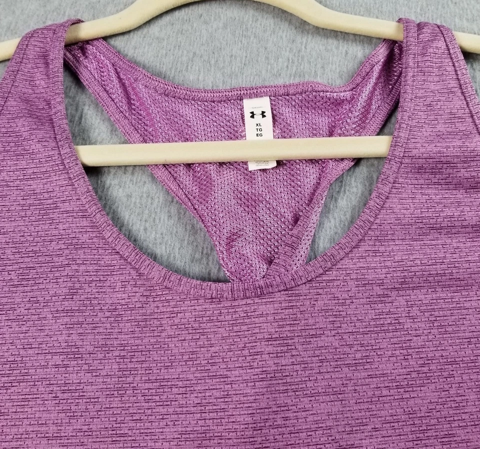 Under Armour 运动服背心女式特大号 XL 紫色粉色无袖健身房 — 第 2/4 张图片