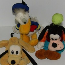 Pluto Donald Duck Goofy Disney Store Mini Bean Bag Plush beanie Approx 8"