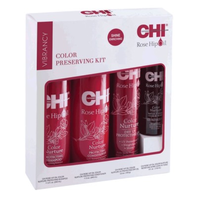 CHI Rose Hip Oil Color Protecting Repair Kit: Shampoo + Conditioner + Öl + Tonic